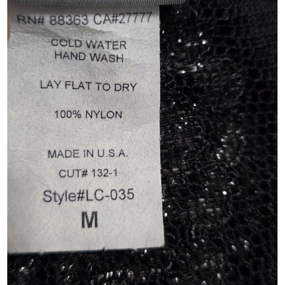 Dream Beach Womens Black Floral Lace‎ Swimsuit Cover Up Short Sleeve Hooded Sz M - Picture 7 of 11